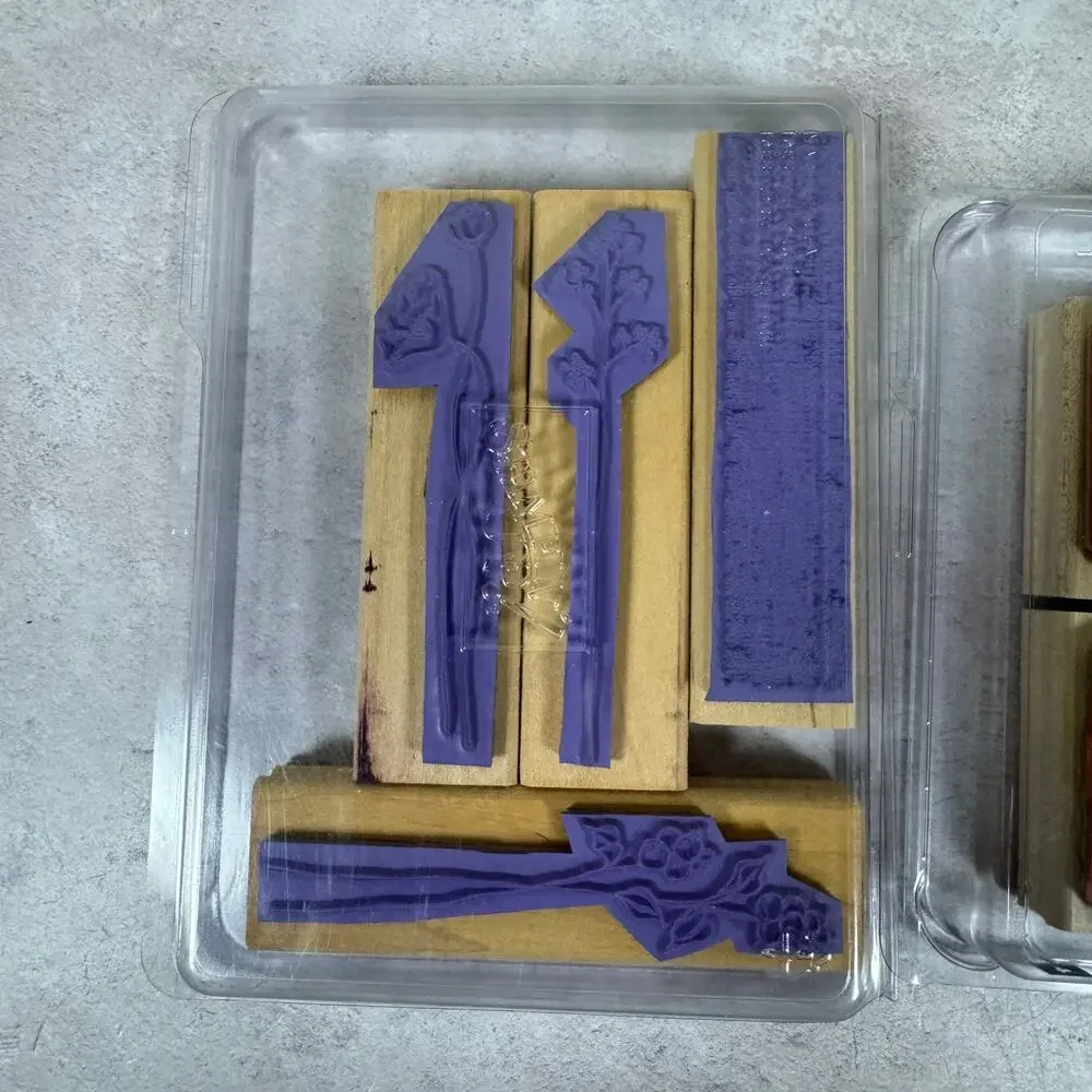 Stampin' Up! 3 Wood Mounted and 1 Clear Stamp Sets Cardmaking Scrapbooking